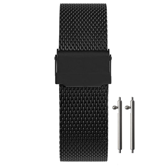 Masar Bracelet montre 19mm Maille Milanaise - Libération Rapide - Universel - Mesh Ø 0,6mm Black (Noir)