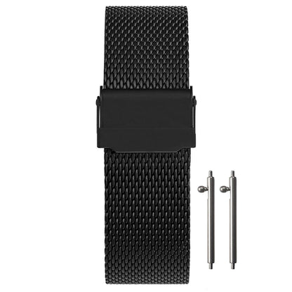 Masar Bracelet montre 17mm Maille Milanaise - Libération Rapide - Universel - Mesh Ø 0,6mm Black (Noir)