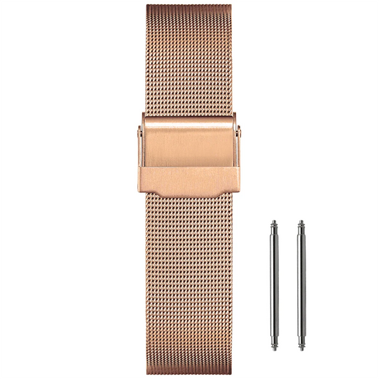 Correa de malla milanesa para reloj, 14 mm, malla fina de oro rosa, diámetro 0,4 mm, universal