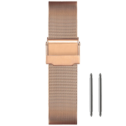 Correa de malla milanesa para reloj, 12 mm, oro rosa, malla fina, diámetro 0,4 mm, universal