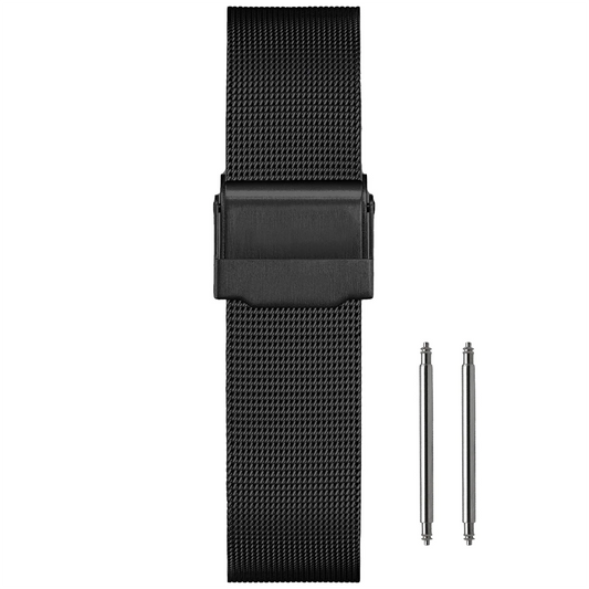Correa de malla milanesa para reloj, 20 mm, negra, malla fina, diámetro 0,4 mm - Universal