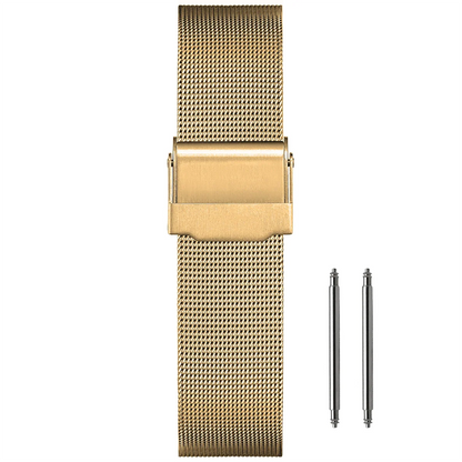 Correa de malla milanesa para reloj, 14 mm, dorada, malla fina, diámetro 0,4 mm, universal