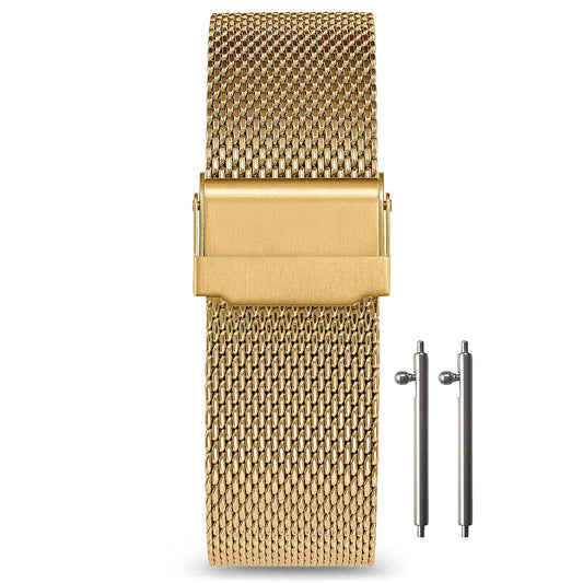 Masar Bracelet montre 21mm Maille Milanaise - Libération Rapide - Universel - Mesh Ø 0,6mm Gold (Or)