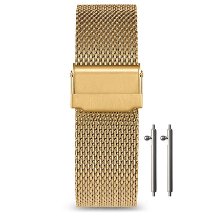 Masar Bracelet montre 19mm Maille Milanaise - Libération Rapide - Universel - Mesh Ø 0,6mm Gold (Or)