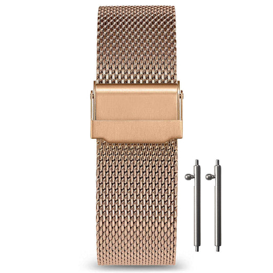 Masar Bracelet montre 24mm Maille Milanaise - Libération Rapide - Universel - Mesh Ø 0,6mm Doré Rose Gold