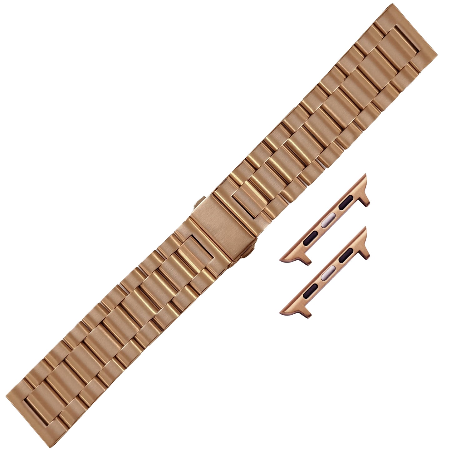 Masar Bracelet Boucle Déployante à Maillons Pour Apple Watch - Or Rose Acier Inoxydable 304L - 3 Rangées