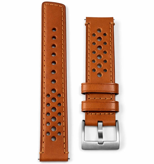 Cinturino per orologio Rally in pelle marrone traforata - Rapido - Universale