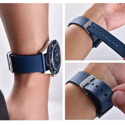 Bracelet de montre en caoutchouc Premium lisse - Rapide / Universel
