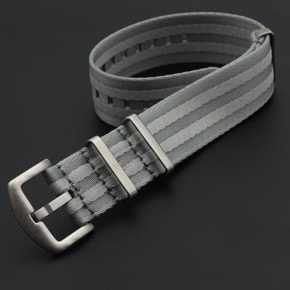 Masar Bracelet Montre NATO Nylon Gris / 2 Bandes Gris Clair - Souple – Homme