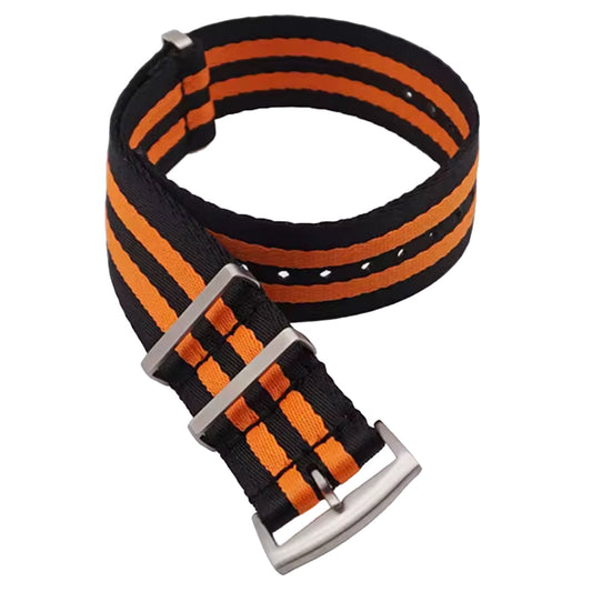Cinturino Nato Masar 22mm Nero Arancione 2 cinturini - Nylon intrecciato morbido