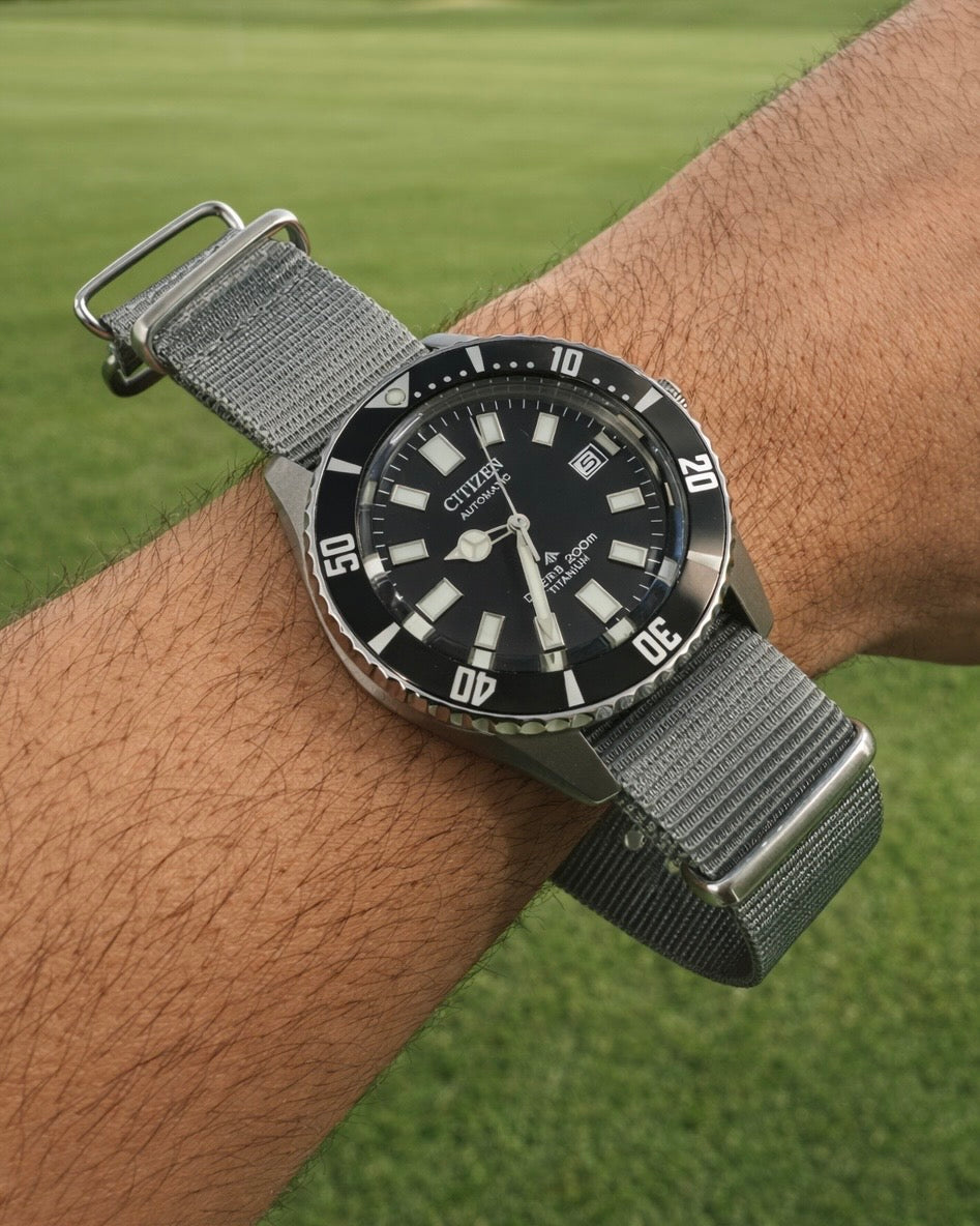 Masar Bracelet montre Nato Nylon Gris - Premium