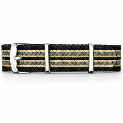 Cinturino Nato 20mm James Bond Nero / Grigio / Sabbia - Nylon morbido intrecciato