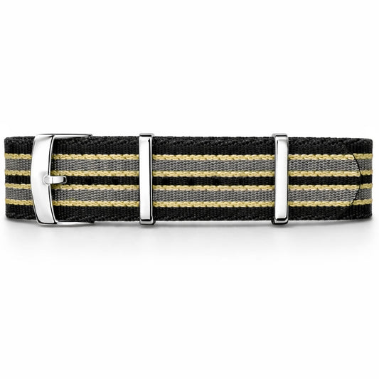 20mm James Bond Black / Grey / Sand Nato Strap - Soft Braided Nylon