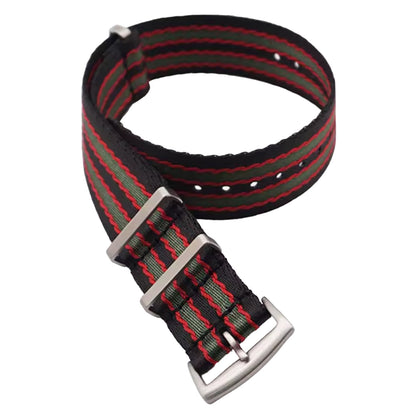 Masar Bracelet Nato 22mm James Bond Noir Rouge Vert - Nylon doux tressé