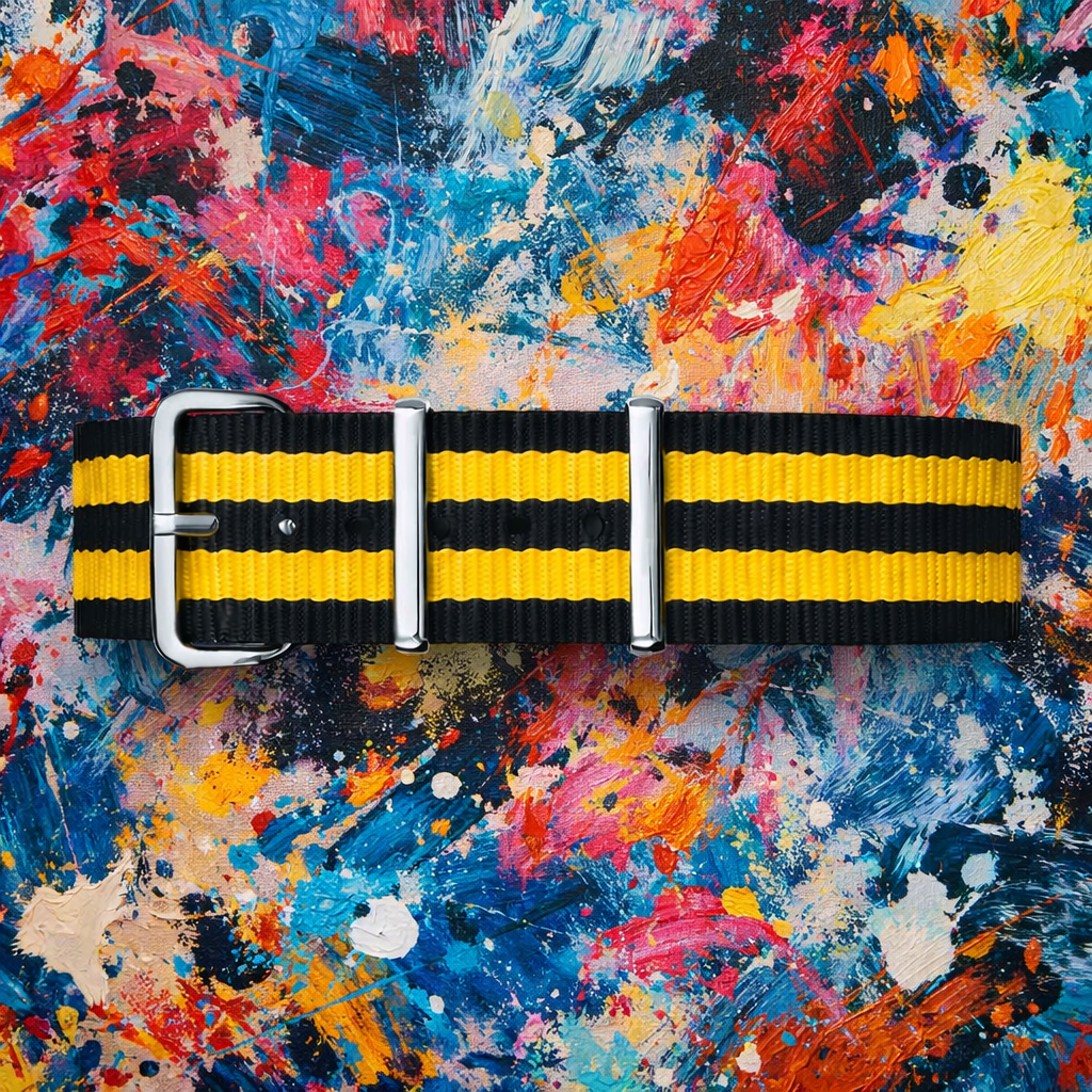 Cinturino NATO nero / 2 cinturini gialli