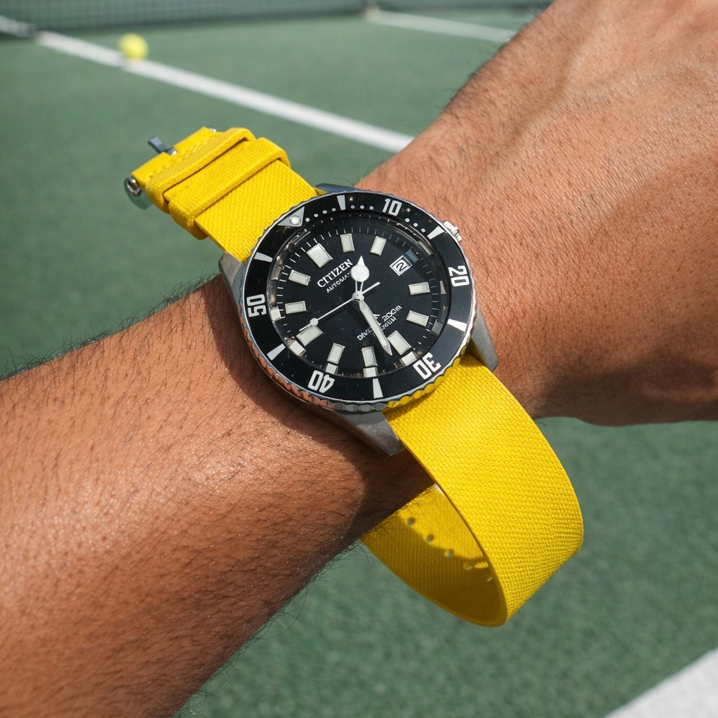 Masar Bracelet montre Nato Jaune en caoutchouc Aero Premium - 24,5cm