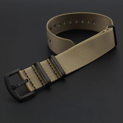 Masar Cinturino di Orologio NATO Nylon Kaki - Kaki / Fibbia Nera – Morbido - Uomo