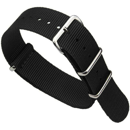 Masar Bracelet Nato Noir Nylon - 16mm 18mm 20mm 22mm 24mm