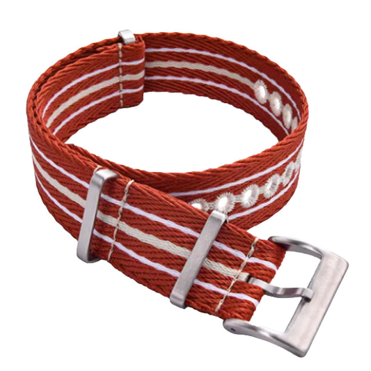 Masar Bracelet Nato Rouge Blanc Beige - Nylon tressé 20mm 22mm