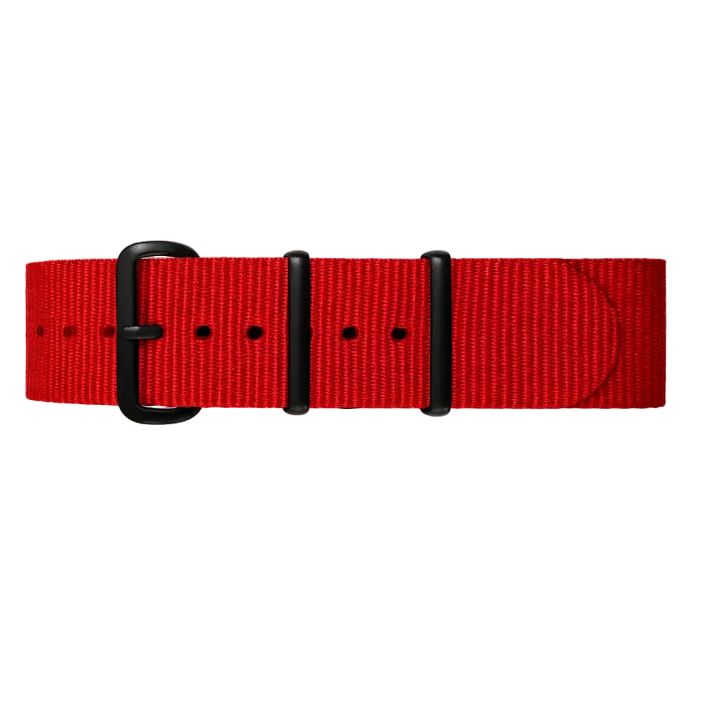 Bracelet de Montre NATO Nylon - Rouge / Boucle Noir – Épaisseur 1,1mm