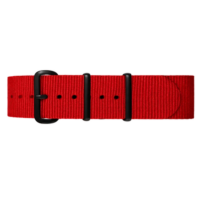 Bracelet de Montre NATO Nylon - Rouge / Boucle Noir – Épaisseur 1,1mm
