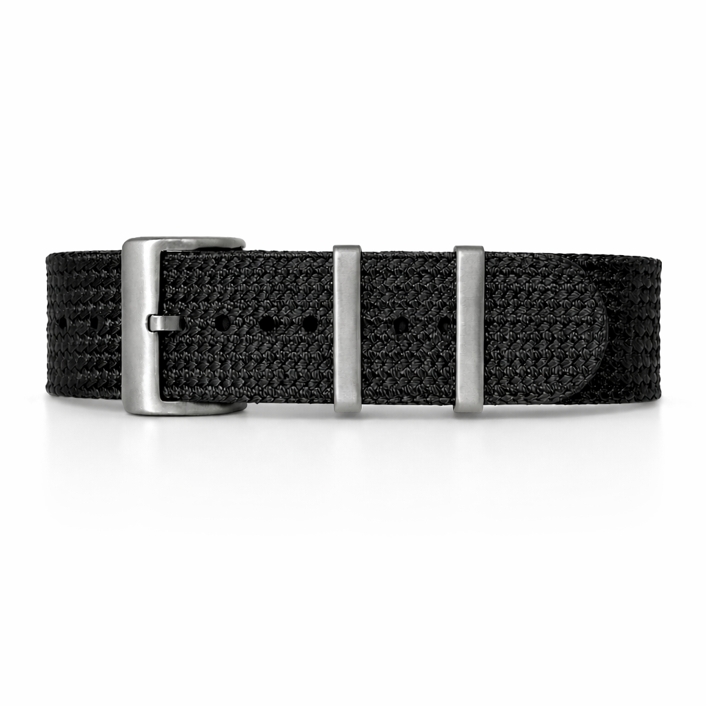 Masar Bracelet Nato Noir - Nylon Tressé 1,4mm - Tresse Seichu