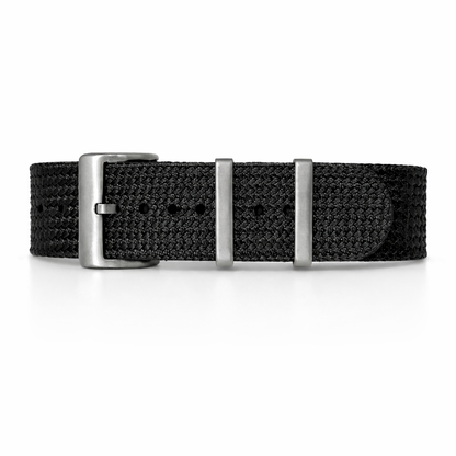 Masar Bracelet Nato Noir - Nylon Tressé 1,4mm - Tresse Seichu