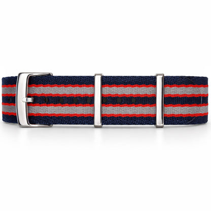 Cinturino Nato 20mm James Bond Blu Rosso Grigio - Nylon intrecciato