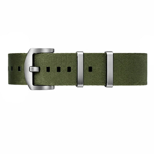 Army Green Nylon NATO Watch Strap / Satin Buckle - Flexible - Men's