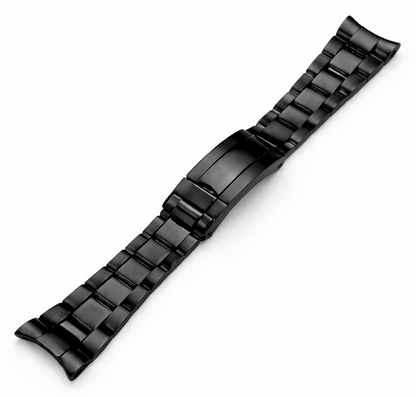 Cinturino per orologio nero da 20 mm per Rolex Oyster massiccio/curvo - lucidato a specchio/spazzolato