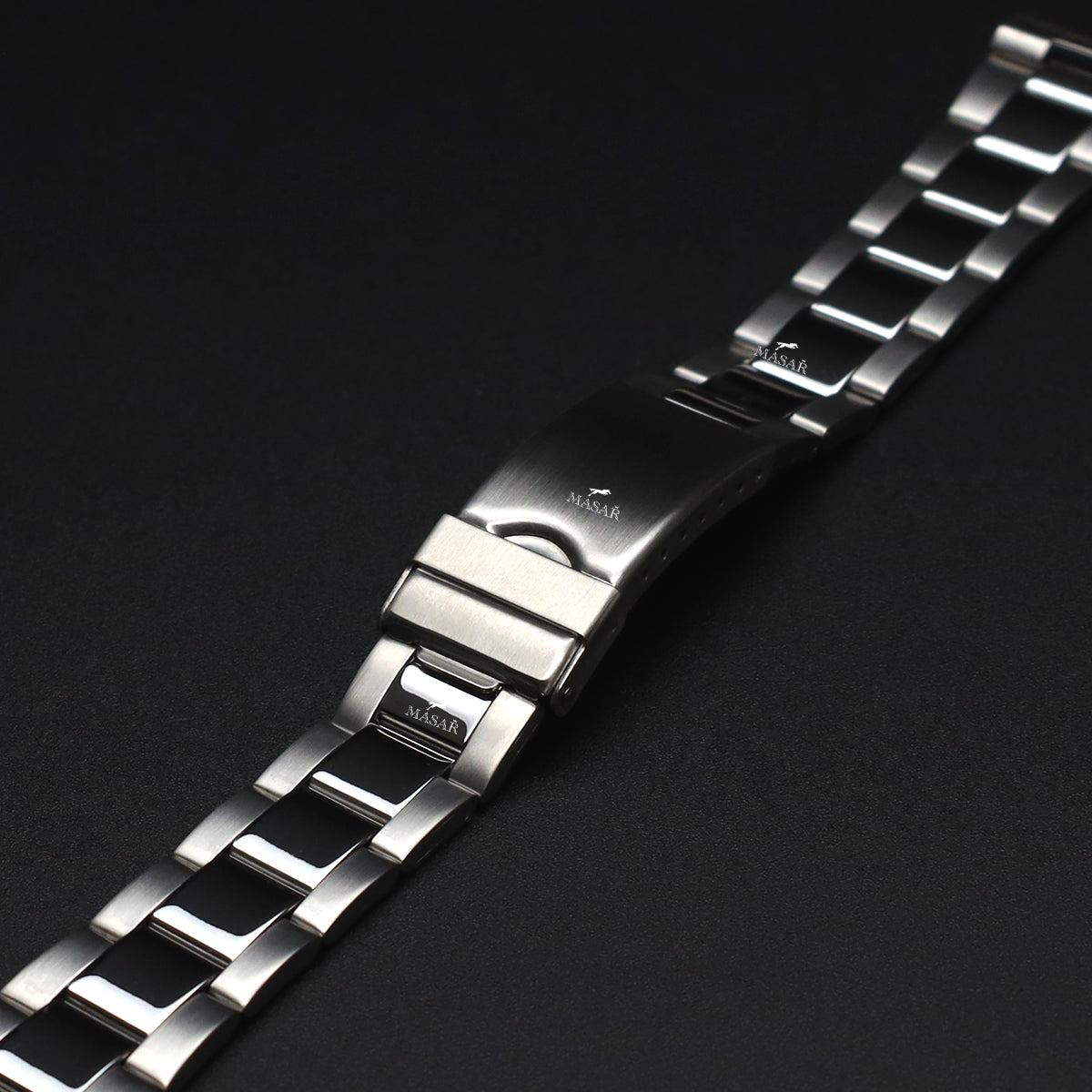 Pulsera curva premium compatible con Rolex Oyster - Acero cepillado con espejo para hombre de 20 mm