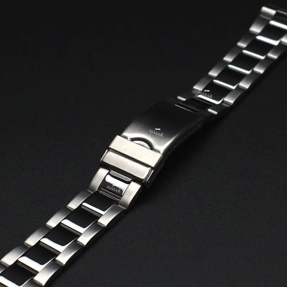 Masar Bracelet Montre Acier 20mm pour Rolex - Oyster – Maillons sans Jeu - Curved Acier brossé Miroir
