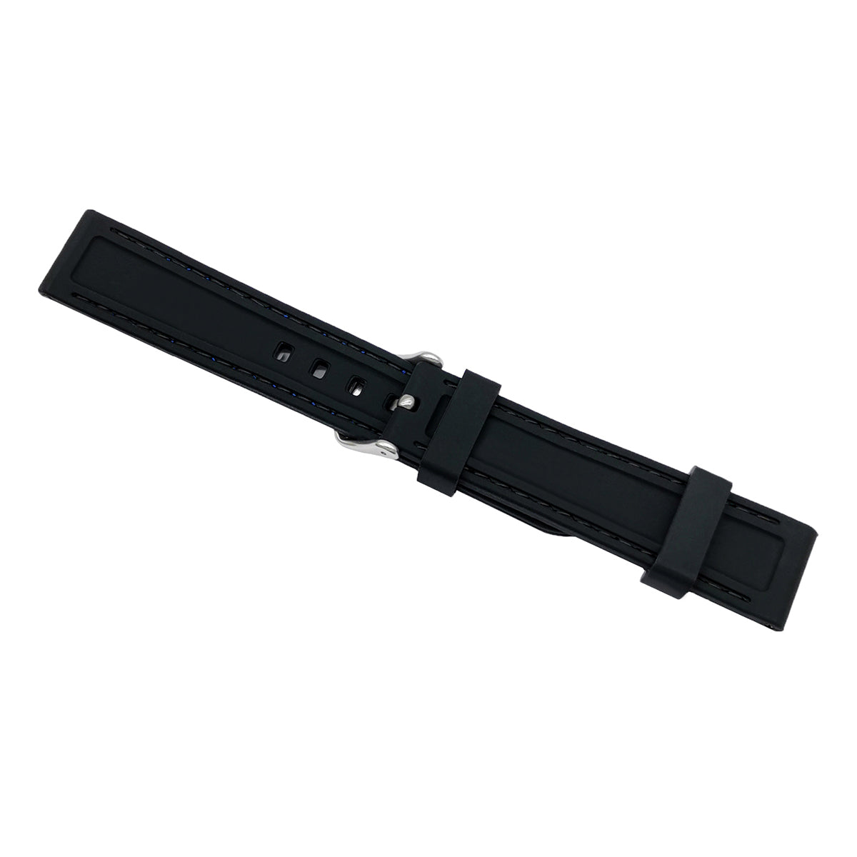 Masar Premium Silicone Noir / Boucle Argent - Bracelet de montre Homme - Épaisseur 5,8mm