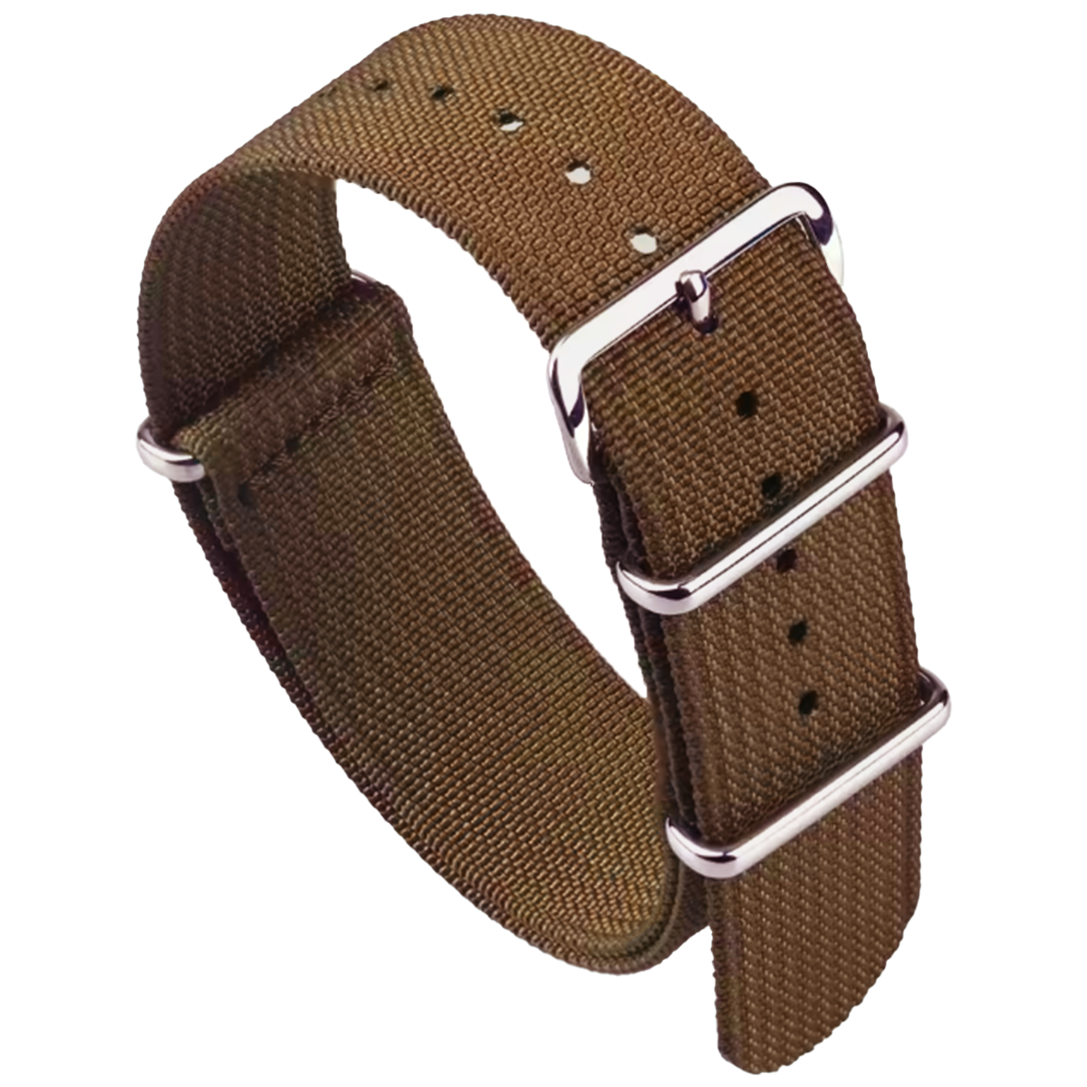 Masar Bracelet Montre Nato Marron - Hybride Tissu Nylon / Silicone
