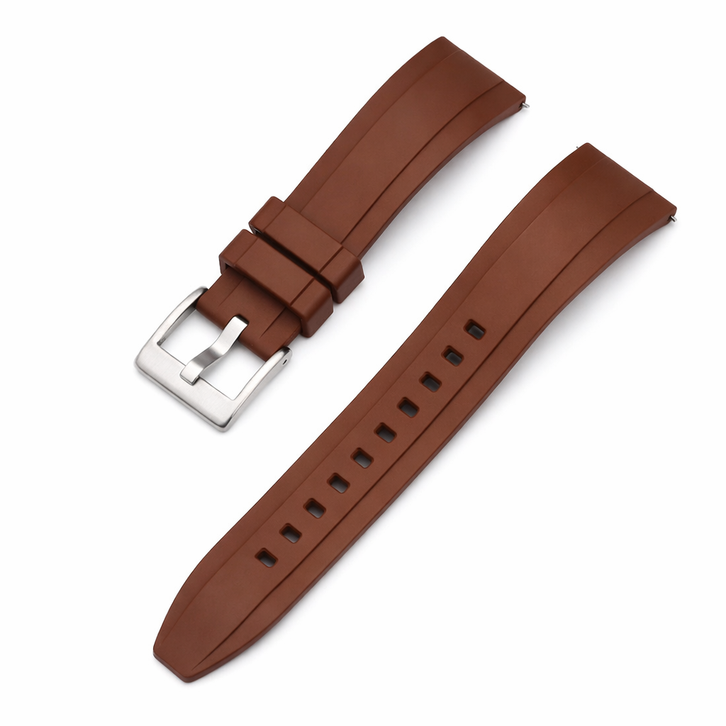 Masar Bracelet Montre Caoutchouc FKM - Style Submariner - Rapide / Boucle Acier Brossé - Universel
