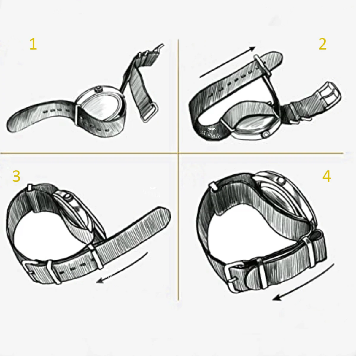 Bracelet Montre pour Briston - Nato Jaune Moutarde