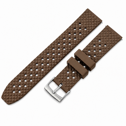 Cinturino orologio marrone in gomma FKM Tropical Croco Grid con sgancio rapido.