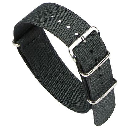 Masar Bracelet Montre Nato Gris Anthracite - Hybride Tissu Nylon / Silicone