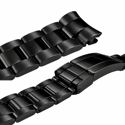 Cinturino per orologio nero da 20 mm per Rolex Oyster massiccio/curvo - lucidato a specchio/spazzolato