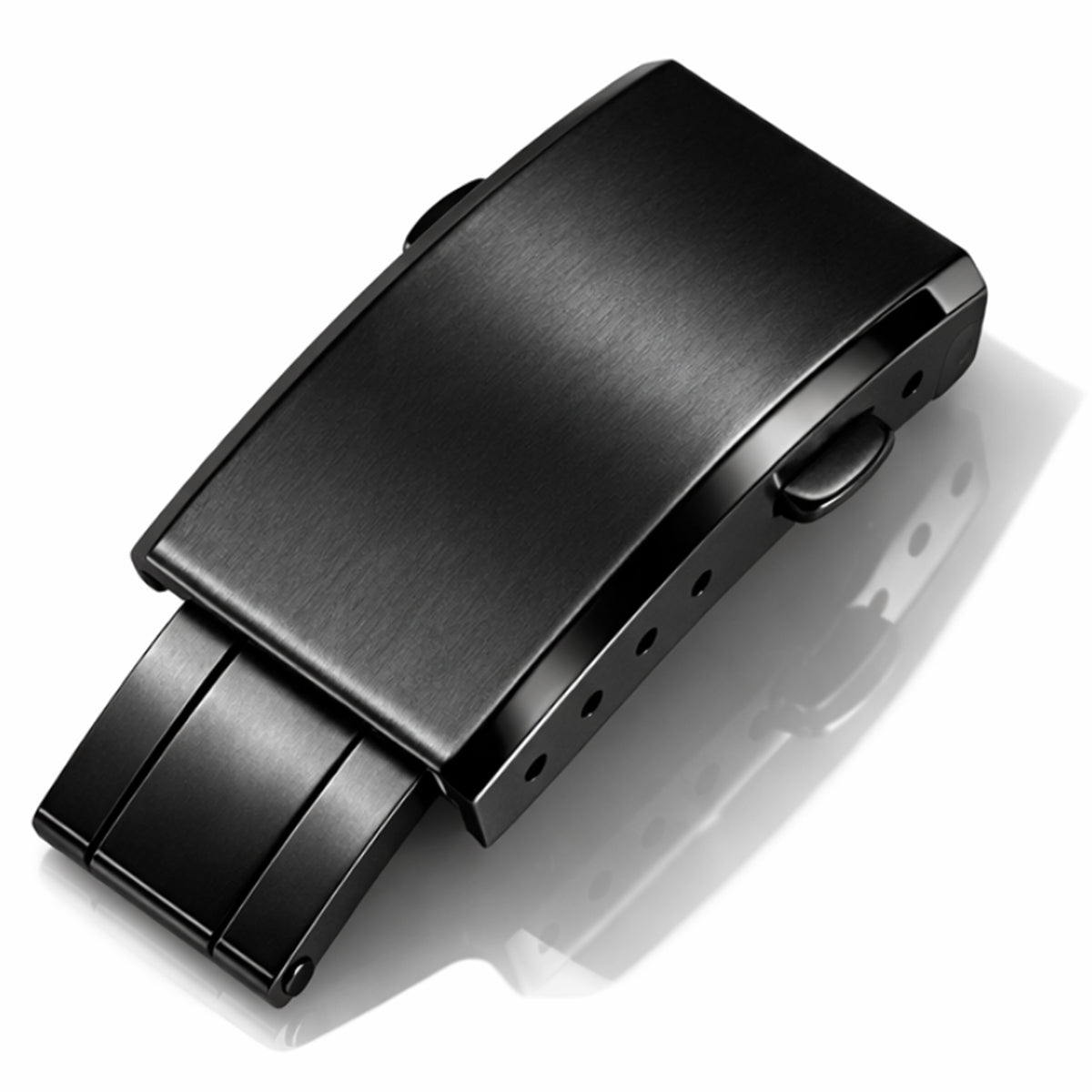 Black Deployant Buckle Watch Strap CTS - Butterfly clasp - Brushed / Mirror Polished Steel – Strap Thickness ≤ 5.3mm - 4 Holes - 1 Pc
