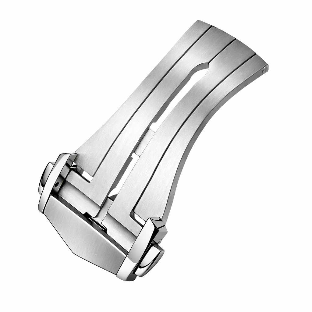 Masar Fibbia Déployante con Ardiglione Cinturino Orologio a Buchi – Chiusura Premium Acciaio – Spessore Cinturino ≤ 3,0mm – 1 Pz