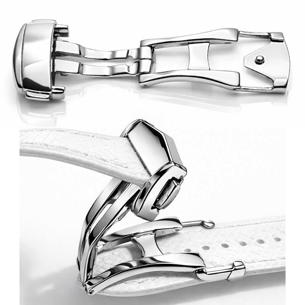 Masar Fibbia Déployante con Ardiglione Cinturino Orologio a Buchi – Chiusura Premium Acciaio – Spessore Cinturino ≤ 3,0mm – 1 Pz
