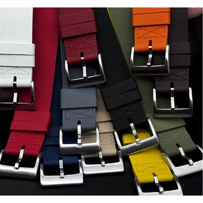 Masar Bracelet montre Nato Orange en caoutchouc Aero Premium - 24,5cm