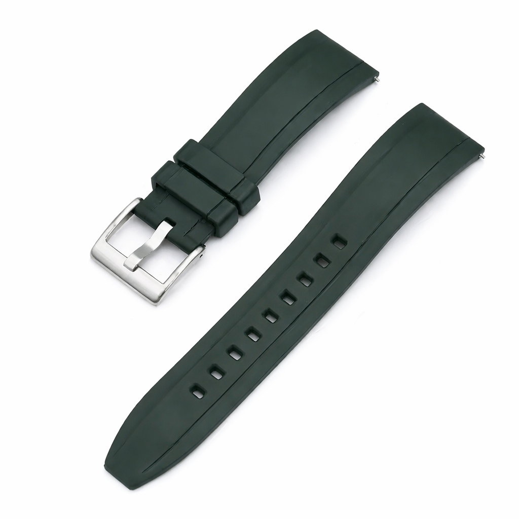 Masar Bracelet Montre Caoutchouc FKM - Style Submariner - Rapide / Boucle Acier Brossé - Universel