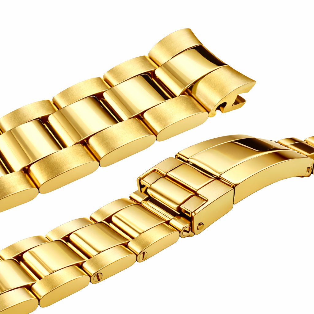 Cinturino per orologio in acciaio e oro 21mm per Rolex Oyster massiccio / curvo - lucido a specchio / spazzolato