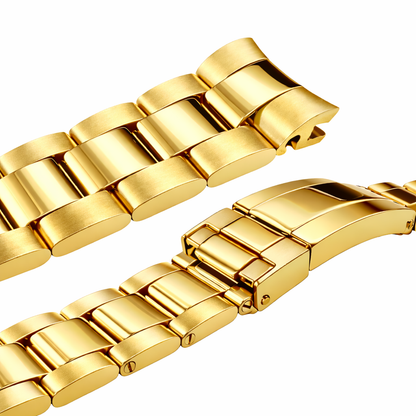 Cinturino per orologio in acciaio e oro 21mm per Rolex Oyster massiccio / curvo - lucido a specchio / spazzolato