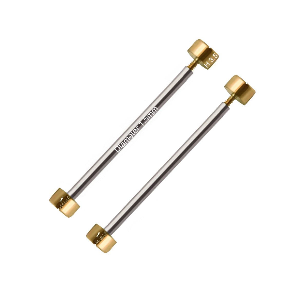 Masar Vite - O - Ø 1,5mm - Barretta a vite per cinturino di orologio - Acciaio Inossidabile – Testa Piatta H Ø 3,5mm - 2 Pz