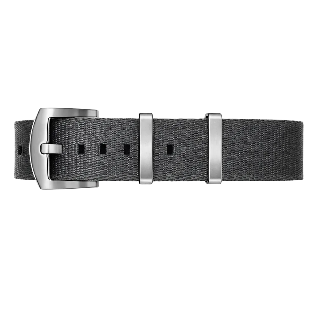 Masar Bracelet Montre NATO Nylon Gris - Boucle Acier Brossé – Homme