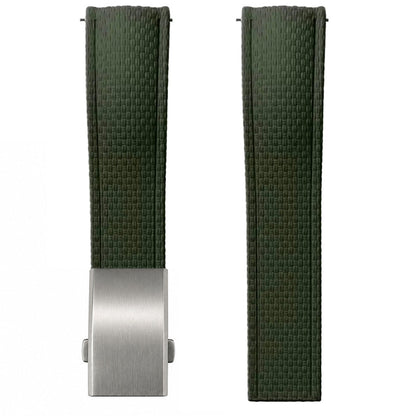 FKM Rubber Watch Strap - SAILCLOTH Texture / Curved & Quick Release / CTS - Deployment Clasp