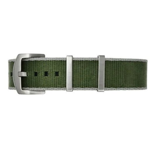 Light Gray / Green NATO Nylon Watch Strap / Satin Buckle – Men's